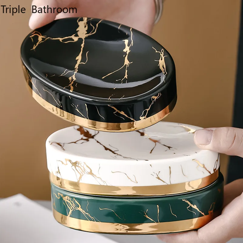 Soap Making Store - 대리석 줄무늬 도자기 욕실 비누 접시
