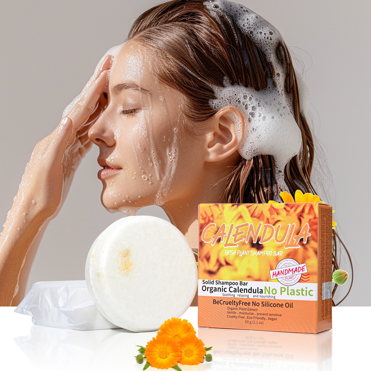 Castor Oil Soap - 카렌둘라 꽃과 식물 에센셜 오일 샴푸