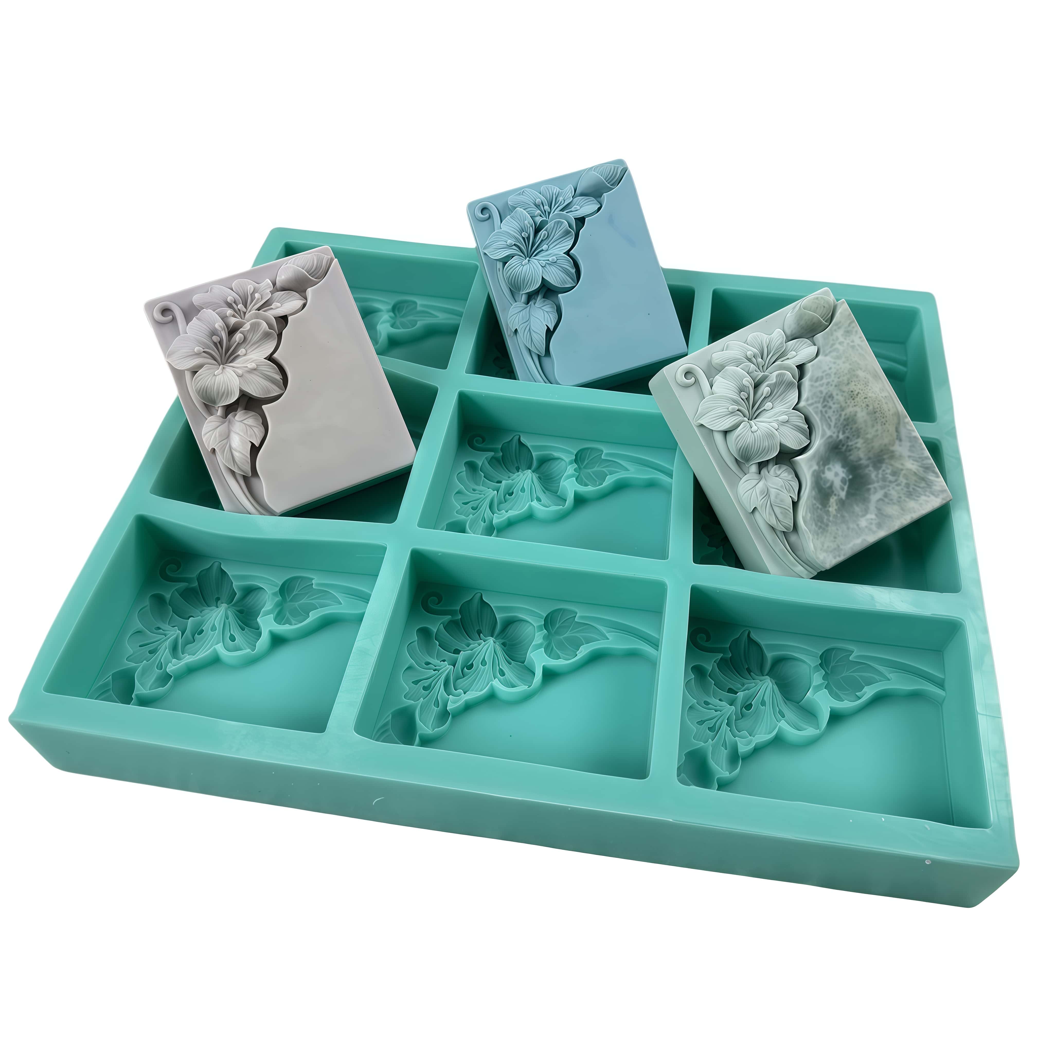 Soap Making Books - 9구 탄광 꽃 비누 몰드, 천연