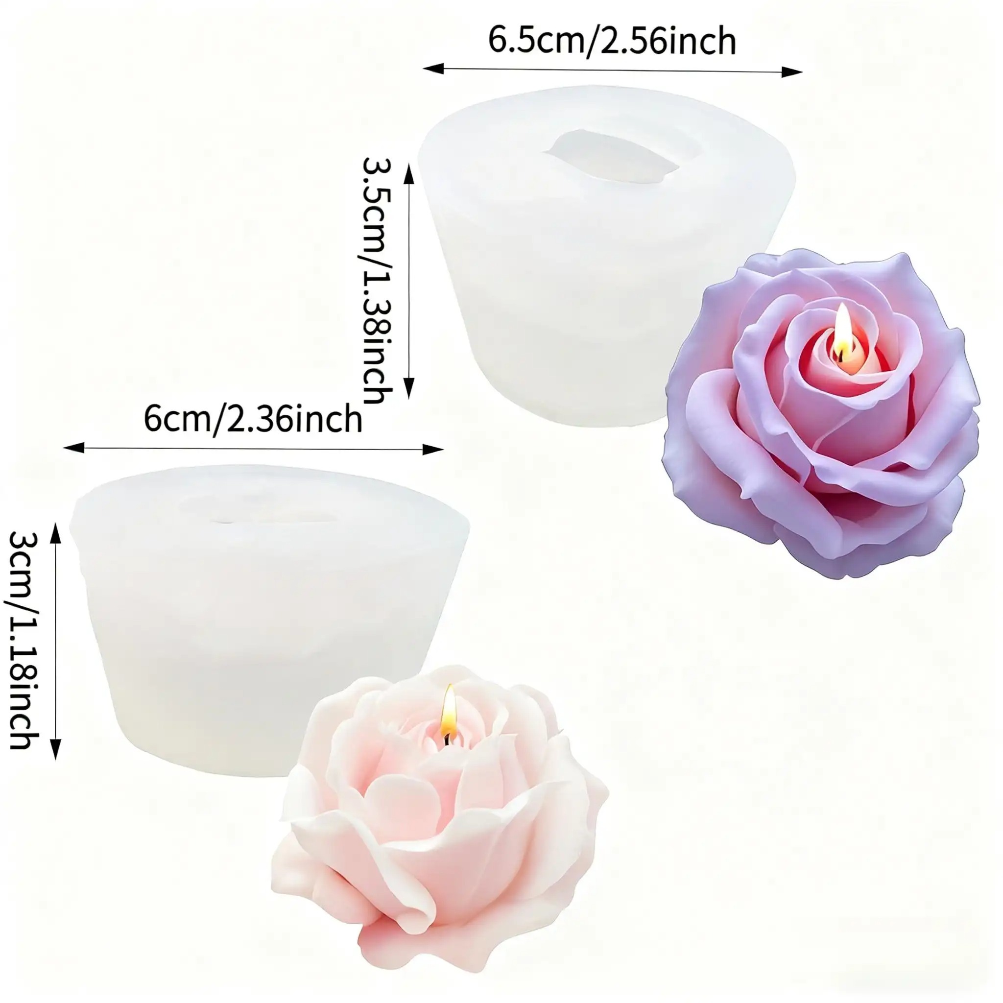 2개입 로맨틱 3D 장미 실리콘 캔들 몰드 - 재사용  - Soap Making In Home 리뷰 및 가격