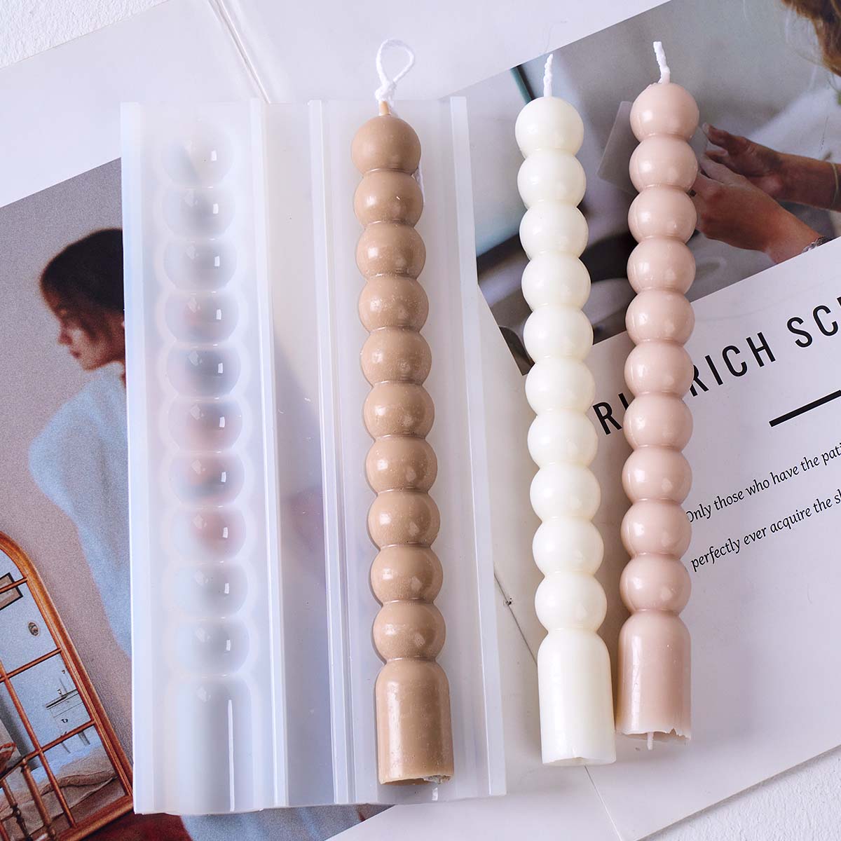3D 롱 스트라이프 버블 비즈 필라 캔들 실리콘 몰드  - Soap Making In Home 리뷰 및 가격