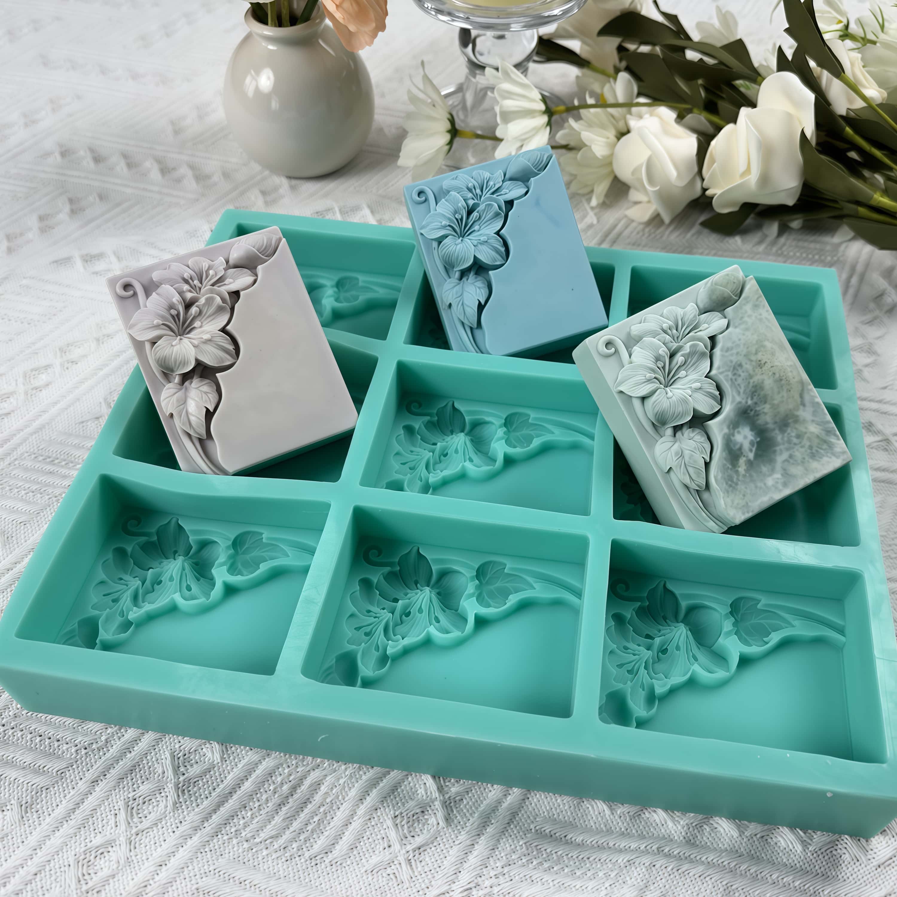 9구 탄광 꽃 비누 몰드, 천연 비누 제작용 꽃무늬 실 - Soap Making Books 리뷰 및 가격