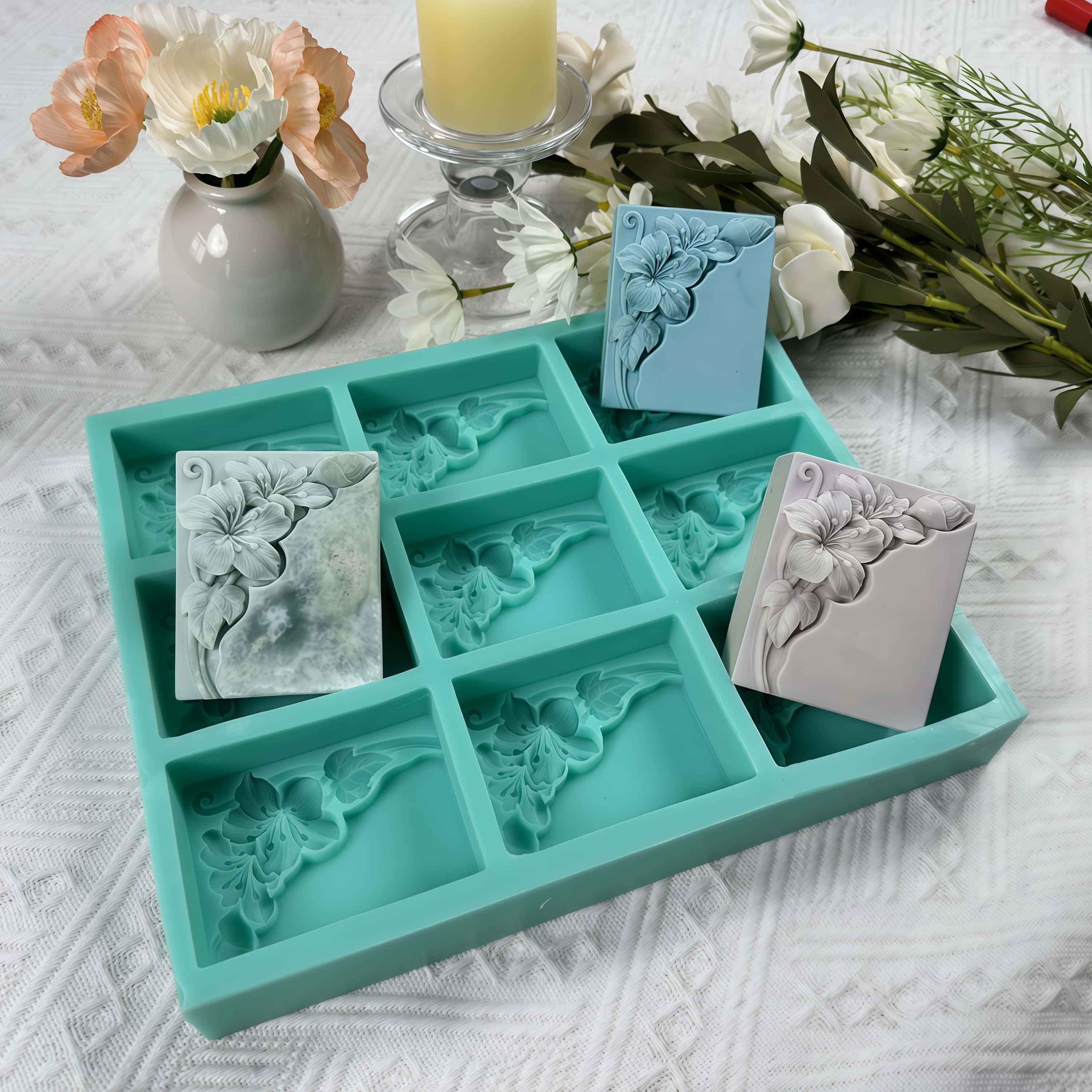 9구 탄광 꽃 비누 몰드, 천연 비누 제작용 꽃무늬 실 - Soap Making Books 리뷰 및 가격