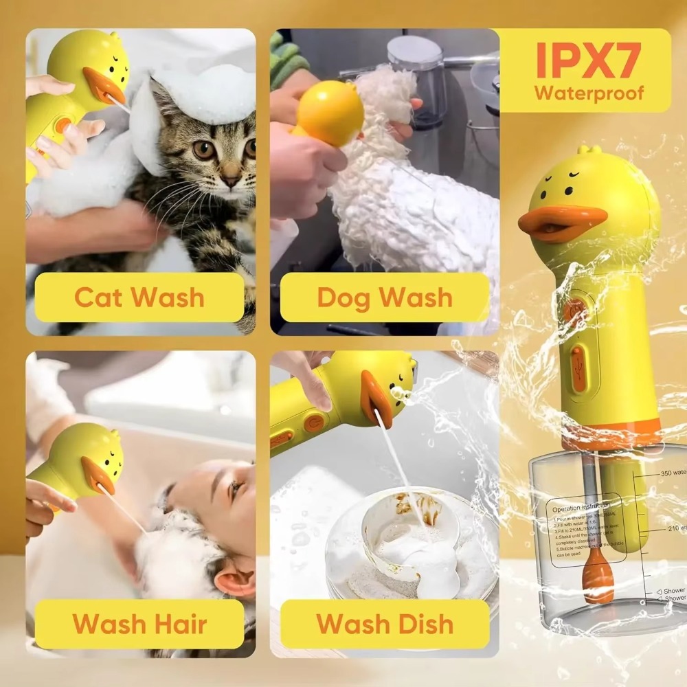 귀여운 오리 모양 애완동물 세척기 USB 충전 타입-C - Soap Making Lab 리뷰 및 가격